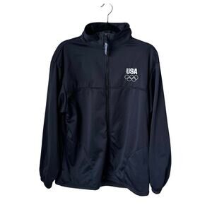 United States Olympic Committee Navy Blue Zip Up Track Jacket Team USA MEN LARGE